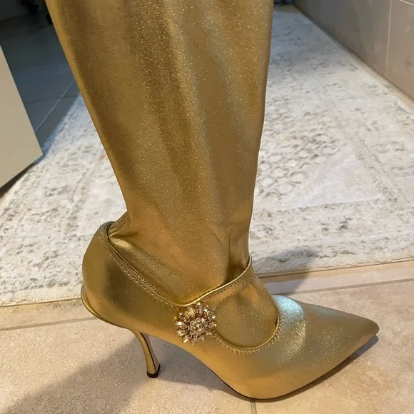 Dolce & Gabbano Gold embellished boots
